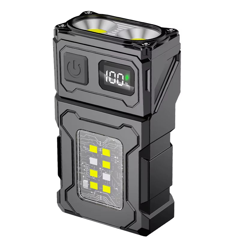 Multifunctional COB Flashlight Ajustable Angle LED Outdoor Torch Portable Keychain Light Magnetic Camping Warning Lamp