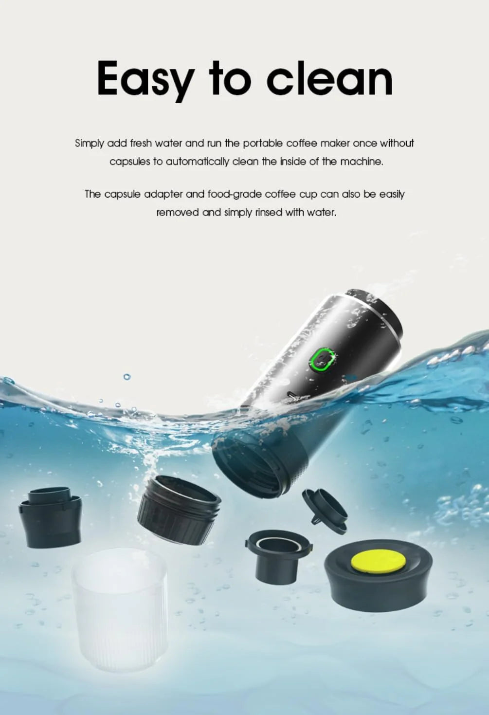 Wireless Portable Electric Coffee Maker with USB-C, Self-Heating, Rechargeable Espresso Coffee Machine for Travel, Camping, Rv,Home,Office