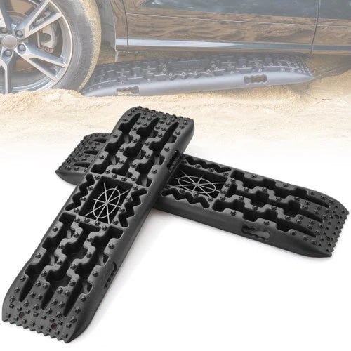 10 TON Traction Boards with PP Material, Recovery Boards for Off-Road Vehicles/Cars/Pickups/Suvs/Rvs, Pair Tire Traction Mats on Snow, Sand, Mud and Loose Terrain, Storage Bag, Long, Black