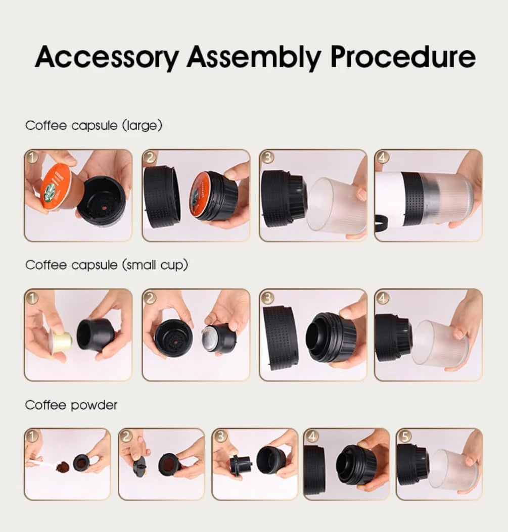 Wireless Portable Electric Coffee Maker with USB-C, Self-Heating, Rechargeable Espresso Coffee Machine for Travel, Camping, Rv,Home,Office