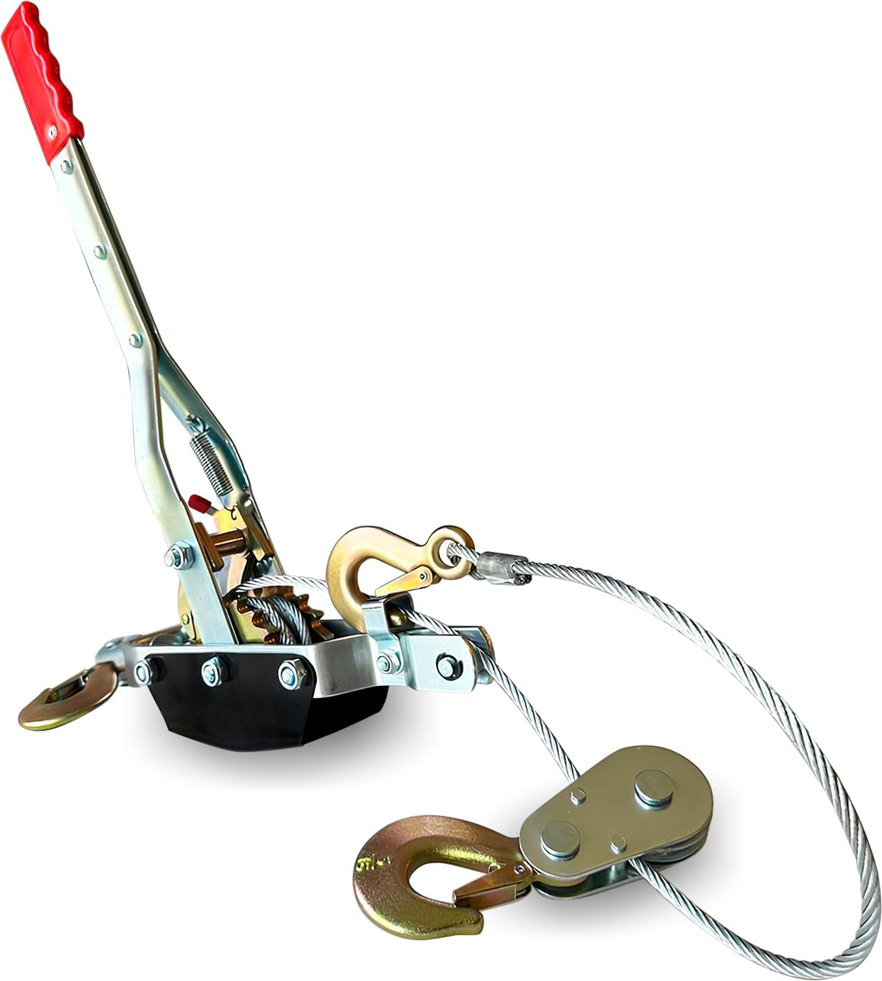 Come along Winch 5 Ton (11,023 Lbs) Manual Cable Puller, Heavy Duty Power Puller with Dual Gear, 10 Ft Steel Cable, 3 Hooks - Hand Winch for Vehicle Recovery, Fence Stretching & Heavy Load Pulling