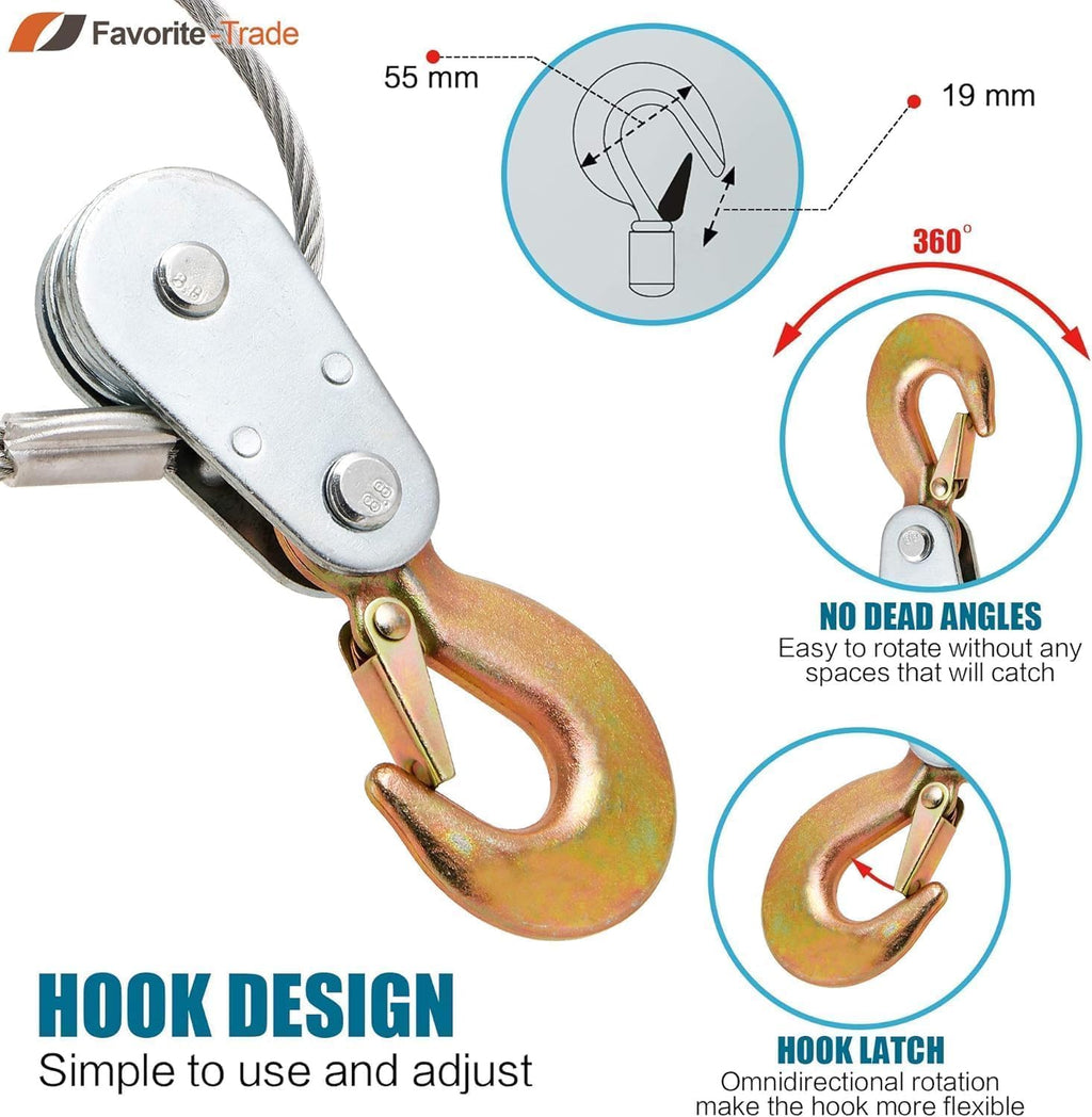 Come along Winch 5 Ton (11,023 Lbs) Manual Cable Puller, Heavy Duty Power Puller with Dual Gear, 10 Ft Steel Cable, 3 Hooks - Hand Winch for Vehicle Recovery, Fence Stretching & Heavy Load Pulling