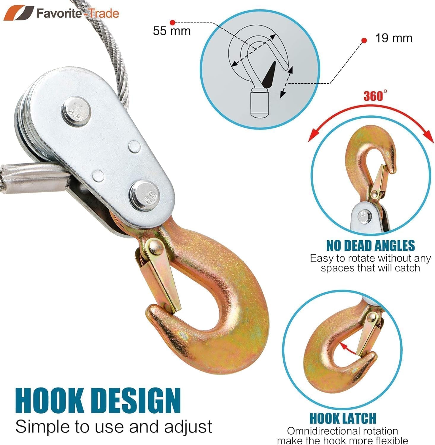 Come along Winch 5 Ton (11,023 Lbs) Manual Cable Puller, Heavy Duty Power Puller with Dual Gear, 10 Ft Steel Cable, 3 Hooks - Hand Winch for Vehicle Recovery, Fence Stretching & Heavy Load Pulling