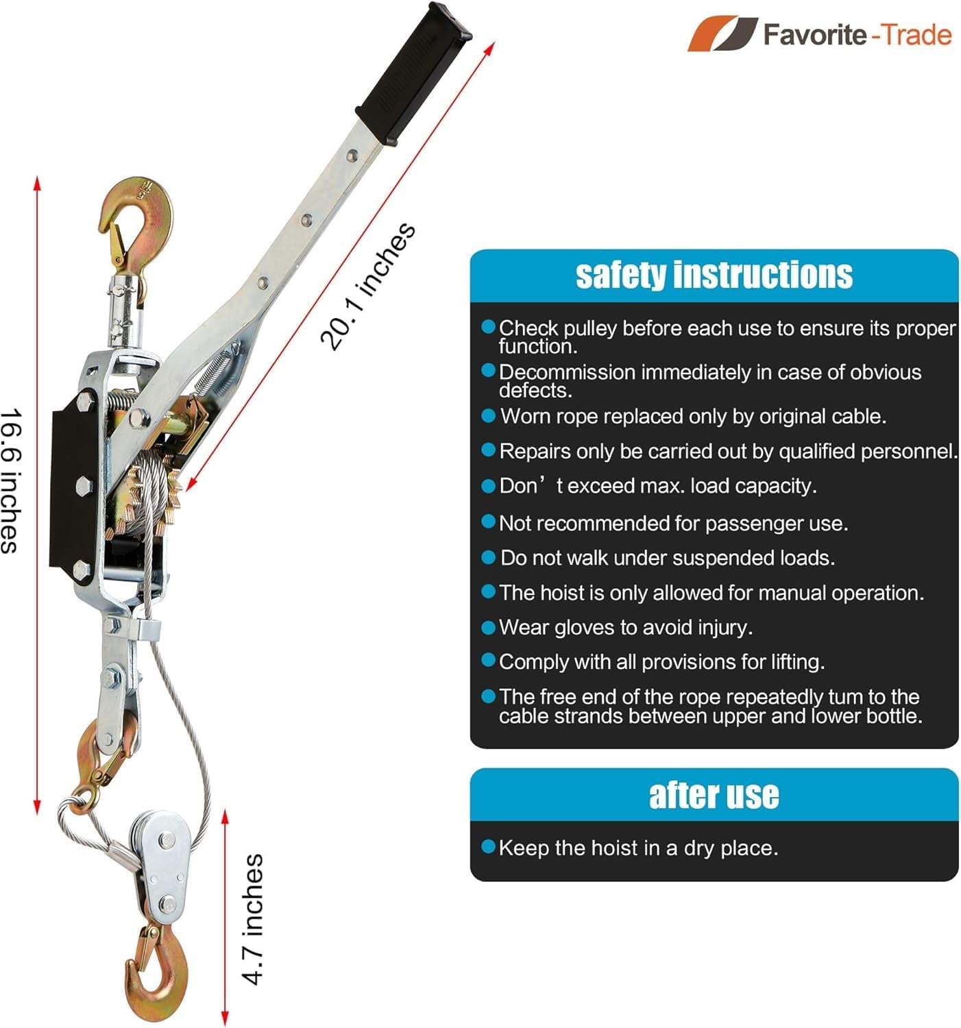 Come along Winch 5 Ton (11,023 Lbs) Manual Cable Puller, Heavy Duty Power Puller with Dual Gear, 10 Ft Steel Cable, 3 Hooks - Hand Winch for Vehicle Recovery, Fence Stretching & Heavy Load Pulling
